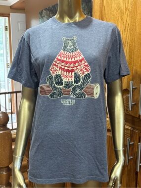 Men's Heather Gray Bear Graphic Tee - Gray with Red Accent